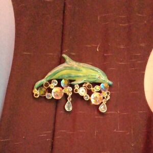 Dolphin Brooch-Signed Kirks Folly Signed Liberty